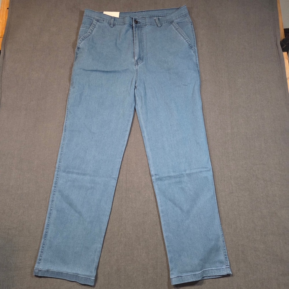 Jett Jeans Straight Fit Pants Mens 35W/30L Light Blue Denim Stretch Casual